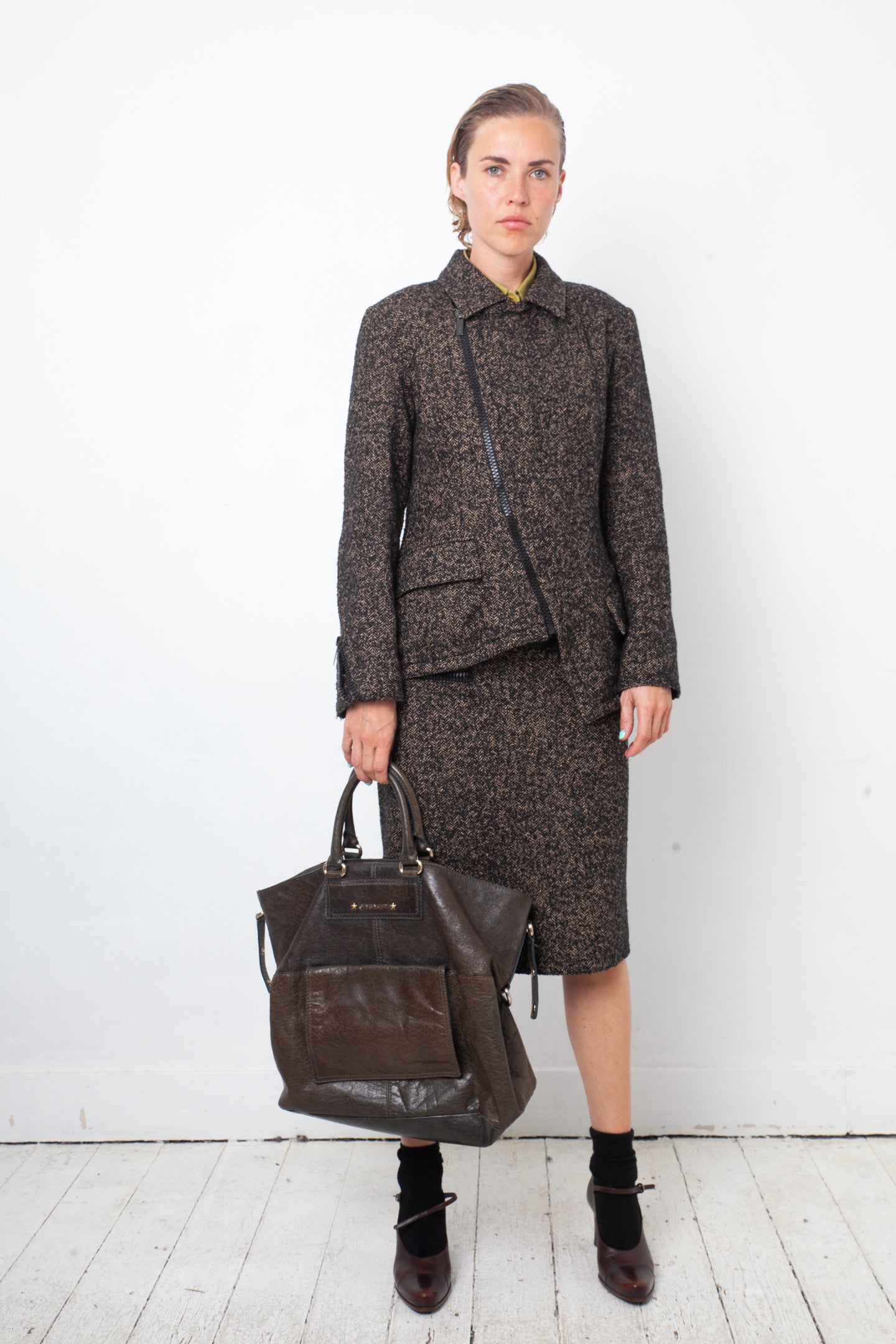 Dirk Bikkembergs 2000's wool brown suit with asymmetric zipper details by DIRK BIKKEMBERGS in size IT 42 from SUITS category