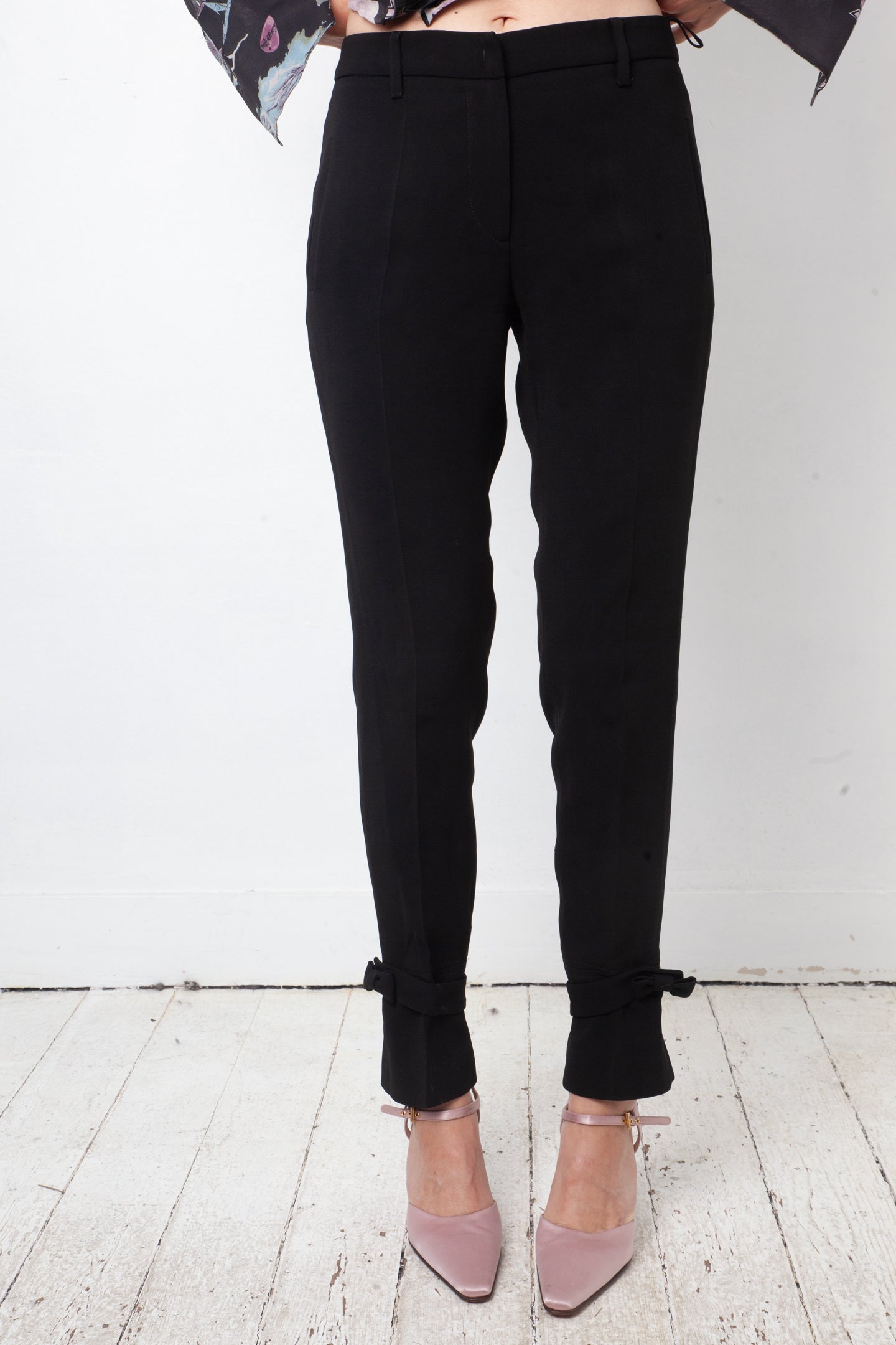 Miu Miu 2010's black trousers with bow ankle detail by MIU MIU in size IT 40 from TROUSERS category