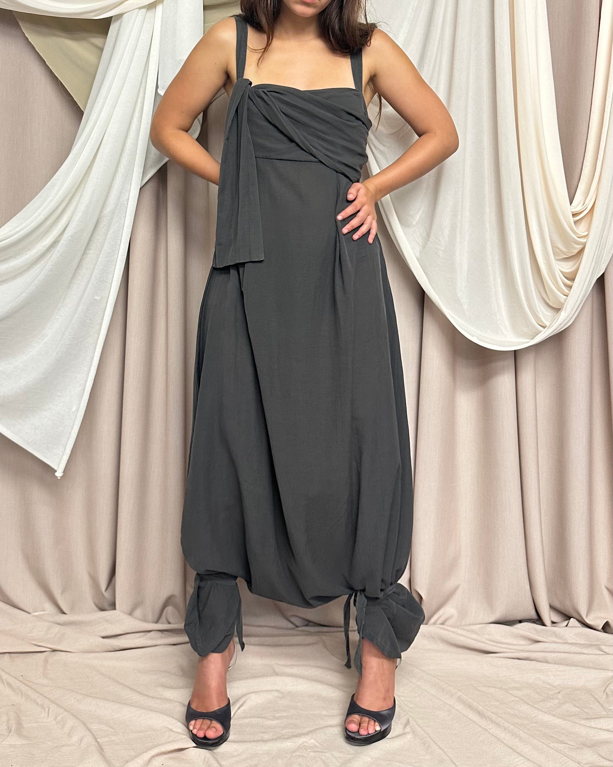 DROPPED CROTCH SILK BLEND JUMPSUIT by Sarah Pacini by SARAH PACINI in size S from JUMPSUITS & PLAYSUITS category