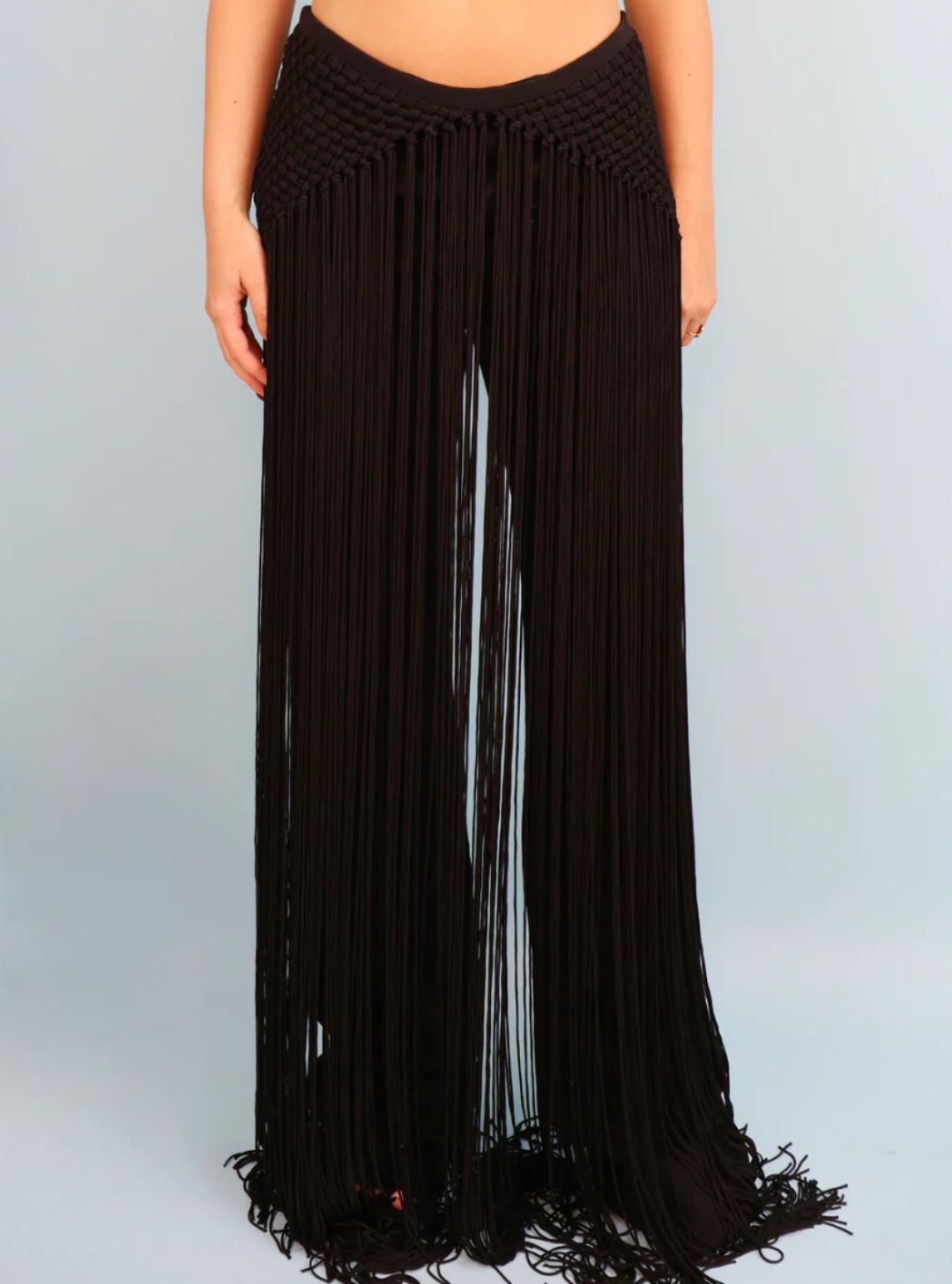 Alexander McQueen Fall 2002 Runway Black Fringe Pants by ALEXANDER MCQUEEN in size IT 42 from TROUSERS category