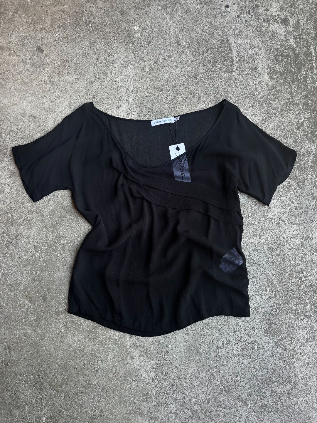 SHEER SILK TOP WITH PLEAT FEATURE by Chloe in size S from TOPS category