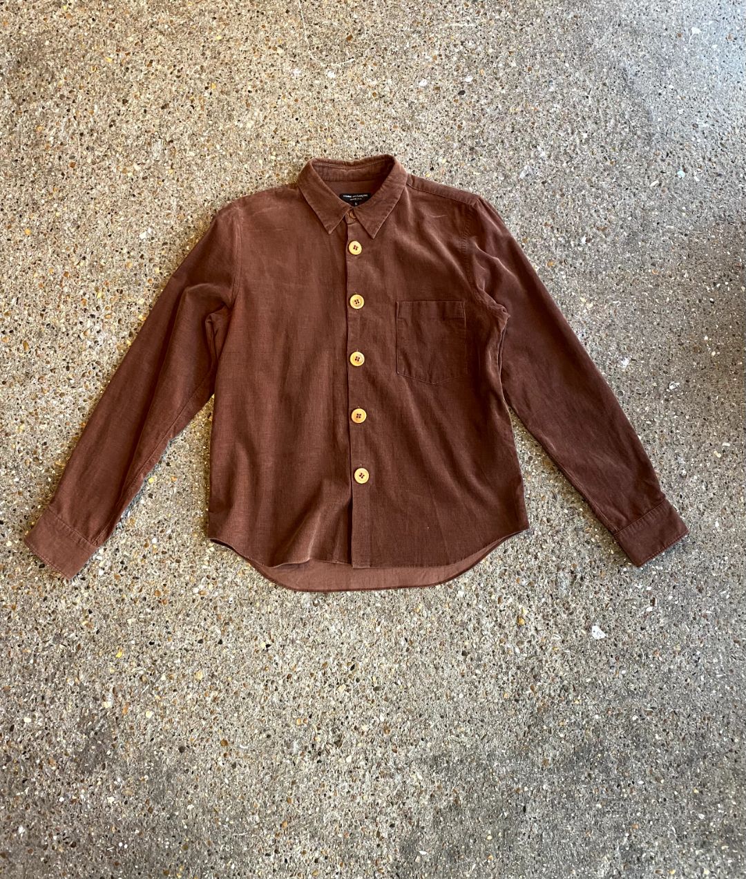 CDG 2002 brown suede long sleeve shirts by COMME DES GARCONS in size M from TOPS category