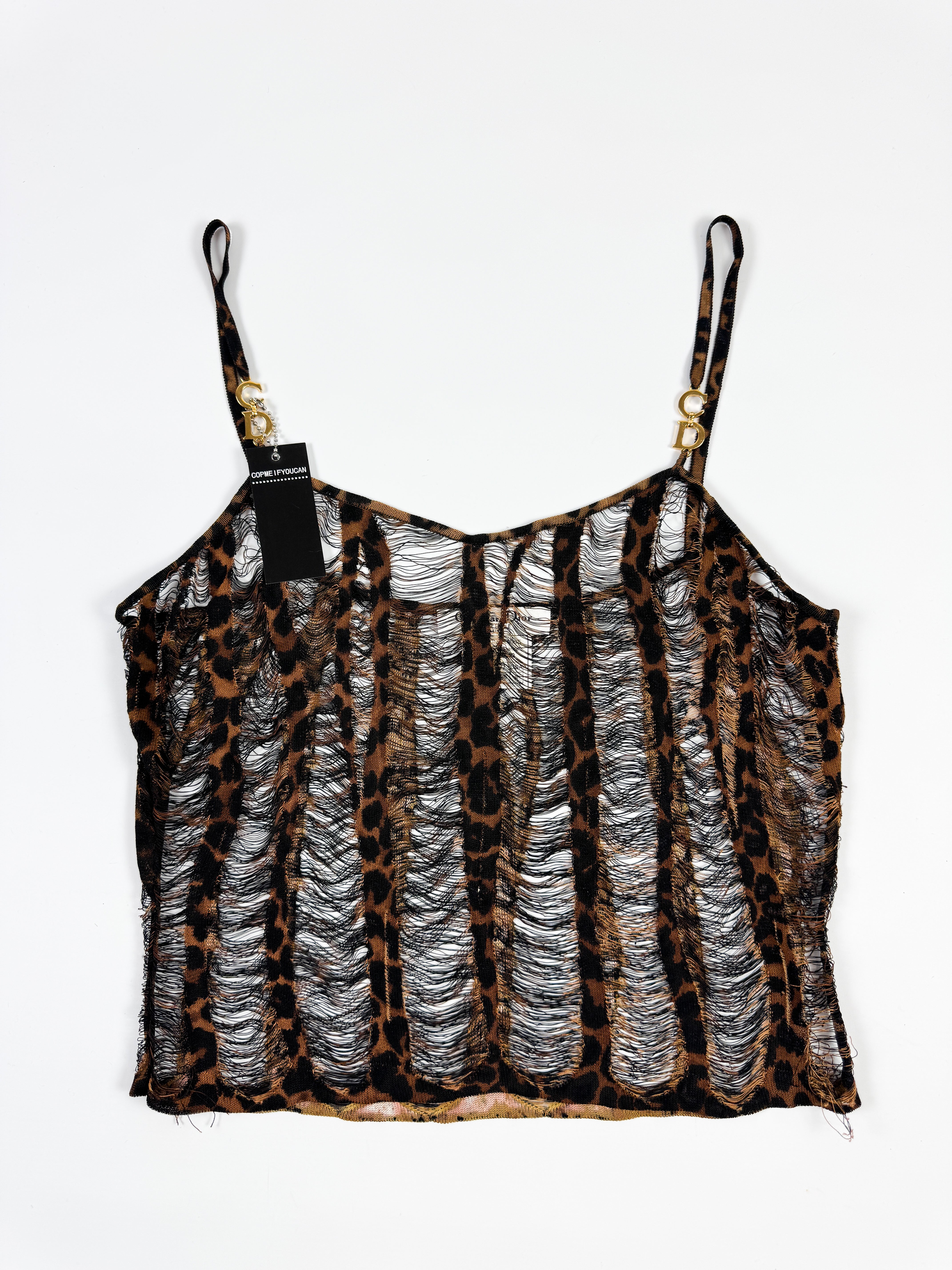 Dior Distressed Leopard Camisole Top with Gold Hardware FW2000 by DIOR in size M from TOPS category