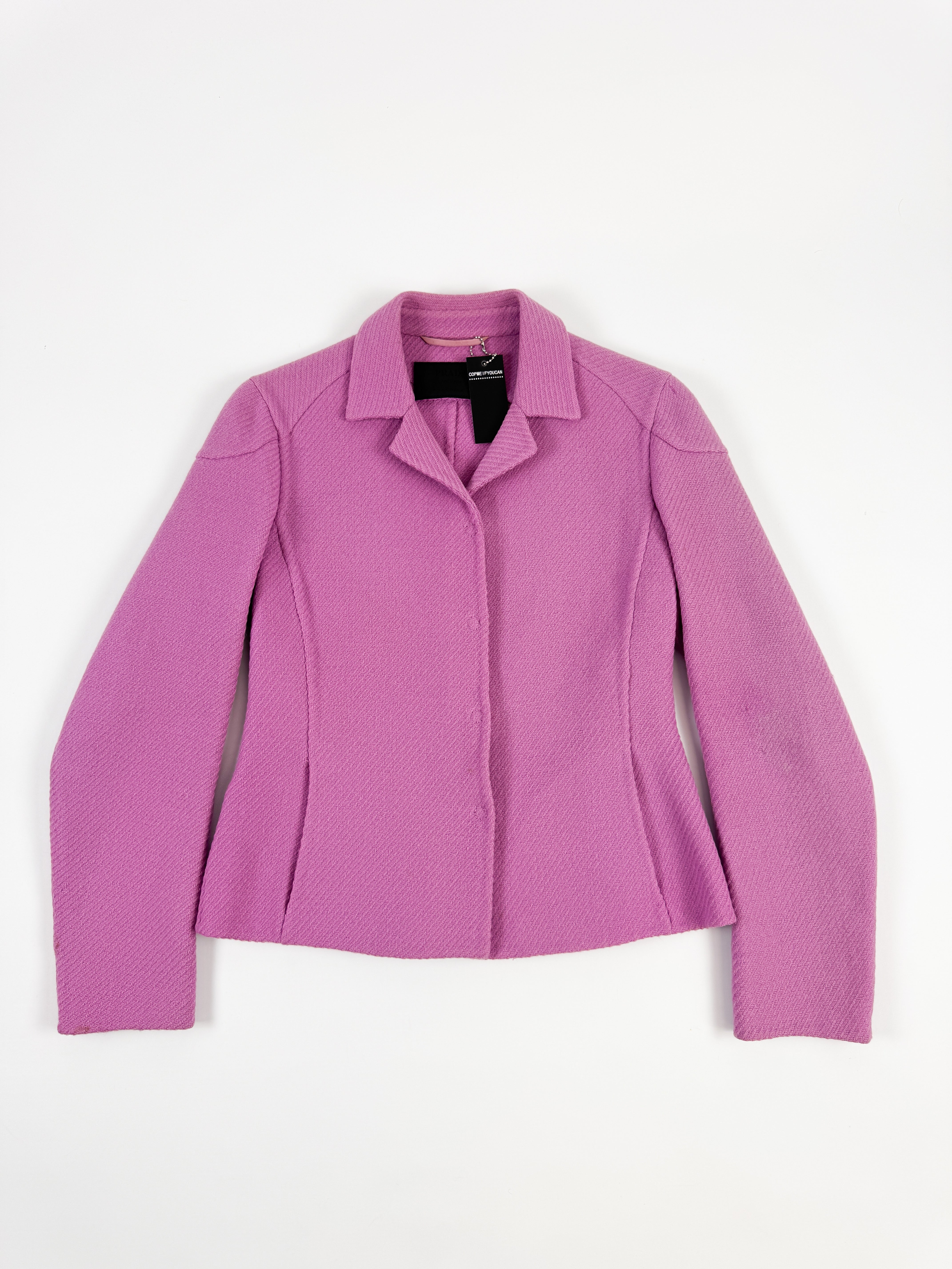 Prada Structured Pink Harringbone Weave Wool Blazer FW1999 by PRADA in size S from COATS & JACKETS category