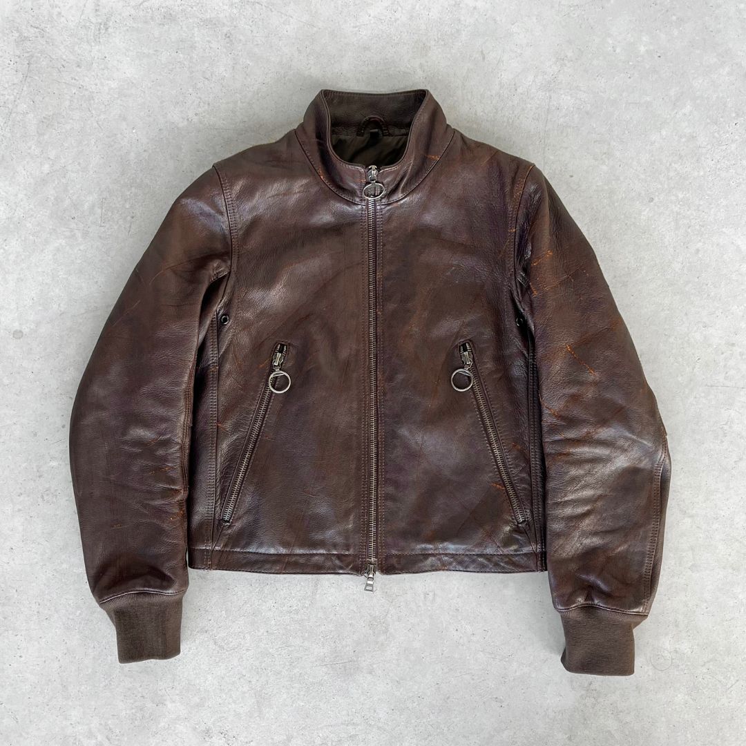 prada scratched leather bomber jacket by PRADA in size IT 42 from COATS & JACKETS category