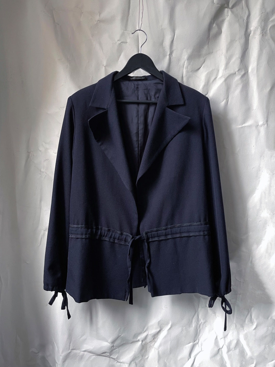 Yohji Yamamoto navy jacket blazer with drawstrings by YOHJI YAMAMOTO in size M from COATS & JACKETS category