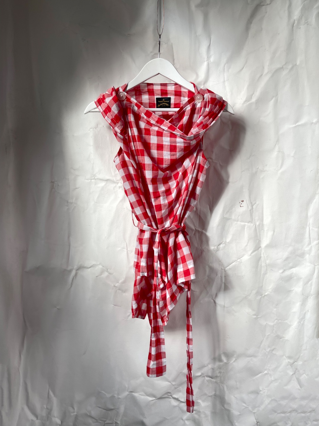 Vivienne Westwood Anglomania draped wrap sleeveless asymmetrical red gingham blouse by VIVIENNE WESTWOOD in size XS from SHIRTS category