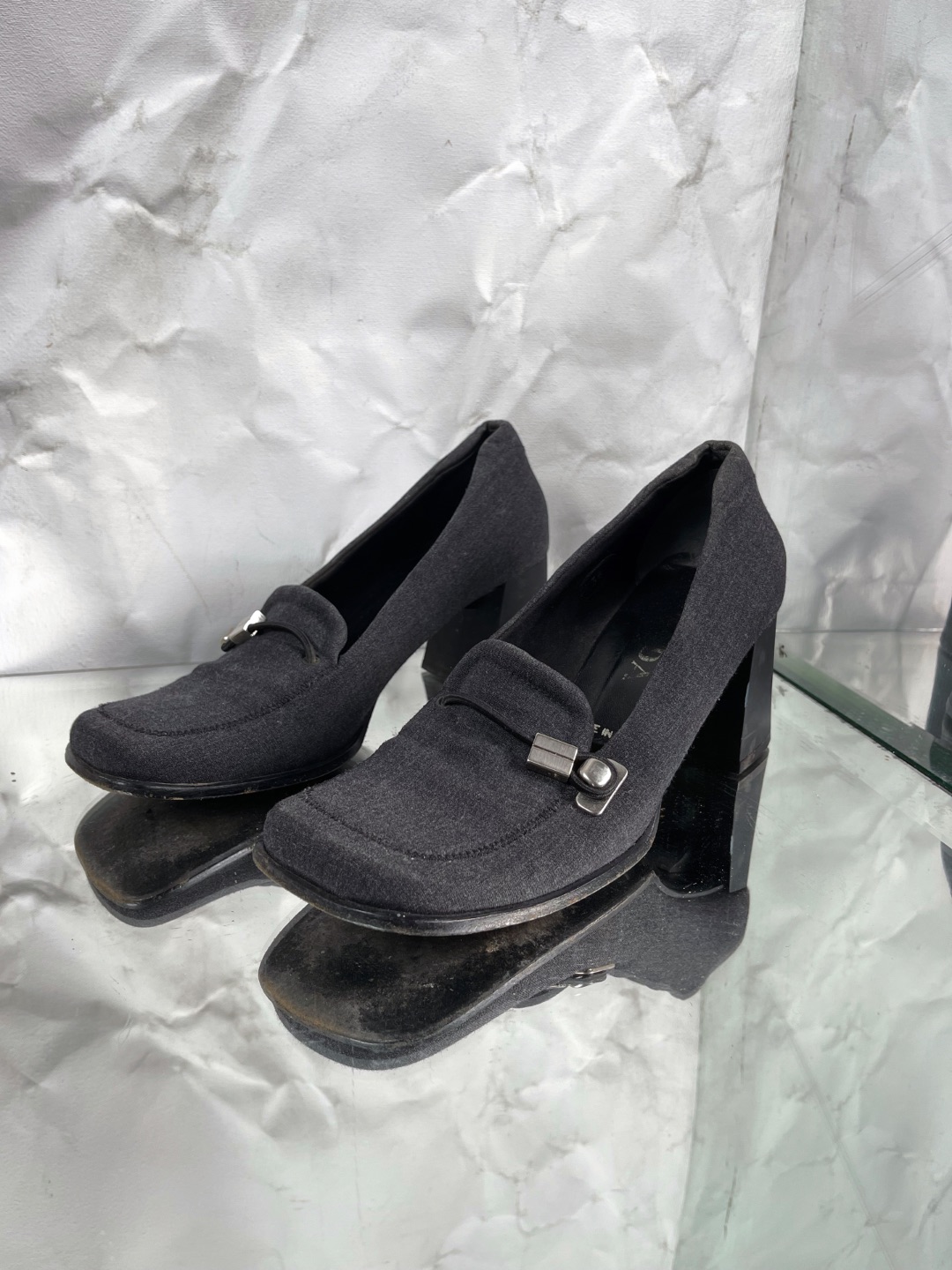 Prada FW 1999 grey chunky block heel loafers pumps by PRADA in size EU 37 from SHOES category