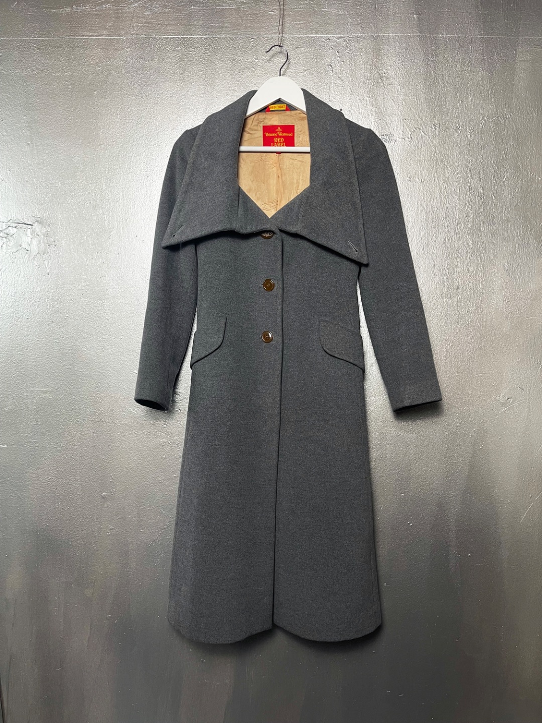 Vivienne Westwood Red Label grey straight line long wool coat by VIVIENNE WESTWOOD in size IT 38 from COATS & JACKETS category