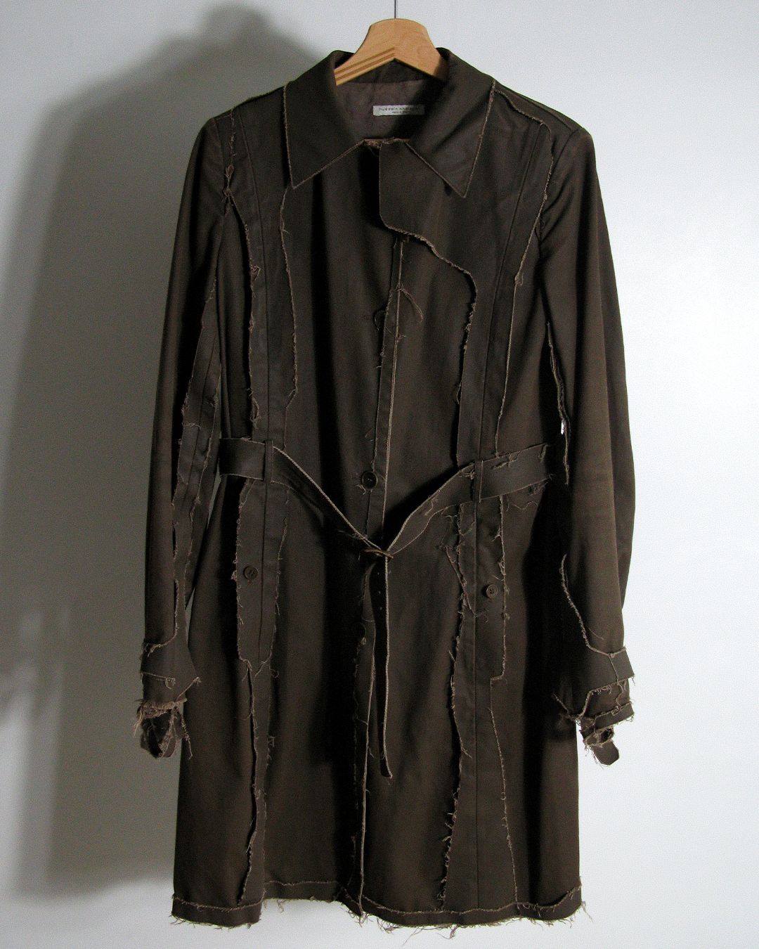 Deconstructed and distressed belted trench coat by HUSSEIN CHALAYAN in size IT 42 from COATS & JACKETS category