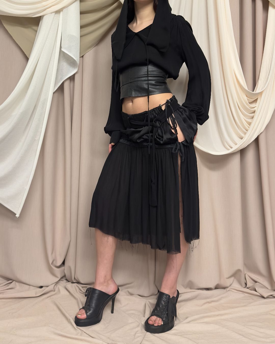 DISTRESSED SILK WRAP SKIRT by Ann Demeulemeester  by ANN DEMEULEMEESTER in size FR 38 from SKIRTS category