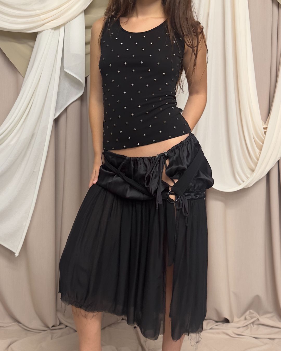 BLACK STUDDED VEST by Plein Sud by PLEIN SUD in size S from TOPS category