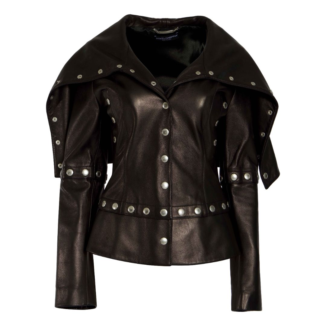 DOLCE & GABBANA SNAP-BUTTON LEATHER JACKET by DOLCE & GABBANA in size IT 42 from COATS & JACKETS category