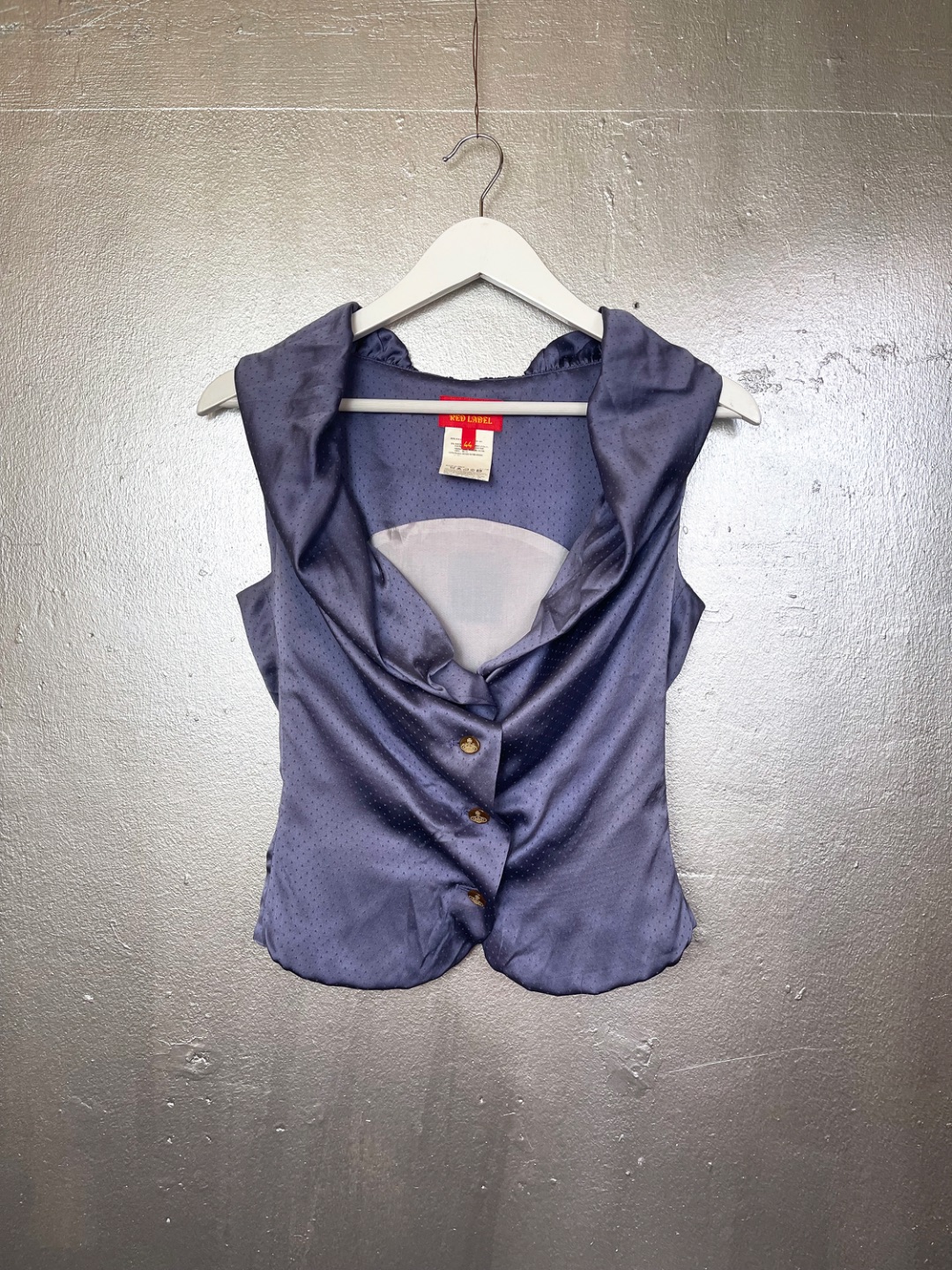 Vivienne Westwood Red Label F/W 2007 purple dotted silk vest blouse by VIVIENNE WESTWOOD in size M from TOPS category