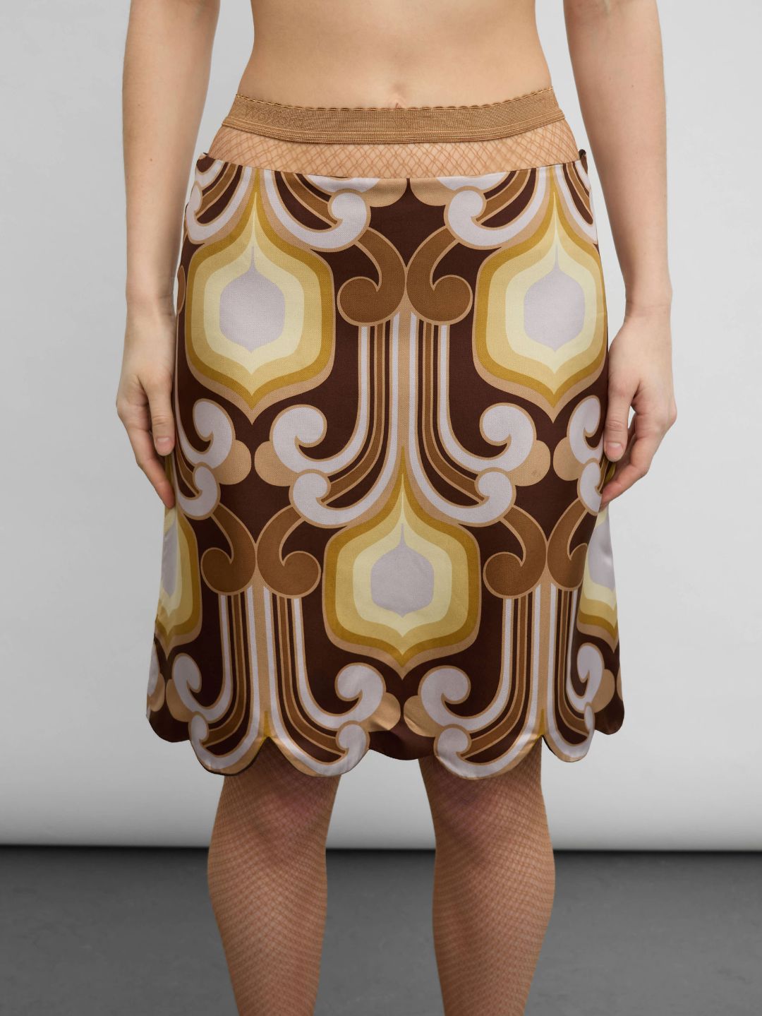 Geometric Pattern Print Silk Skirt by MIU MIU in size IT 42 from SKIRTS category