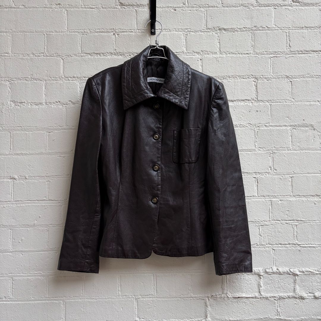 Emporio Armani button up leather jacket by emporio armani in size M from COATS & JACKETS category